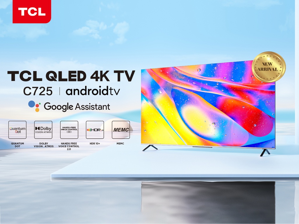 TCL 75 inch QLED Android Frameless UHD 4K TV- 75C725